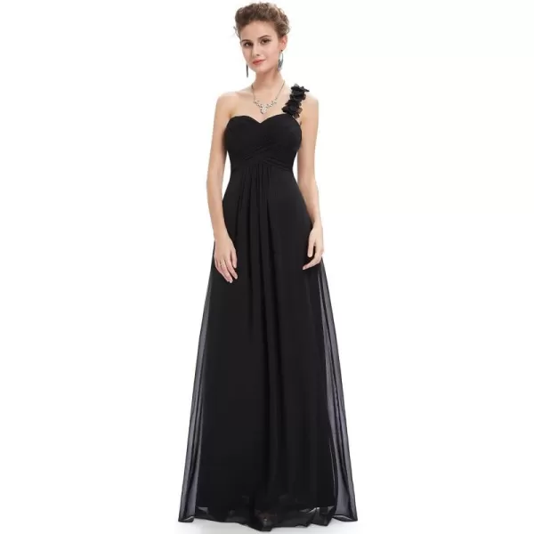 EverPretty Womens Elegant One Shoulder Empire Waist Flowy Maxi Bridesmaids Dress 09768USABlack