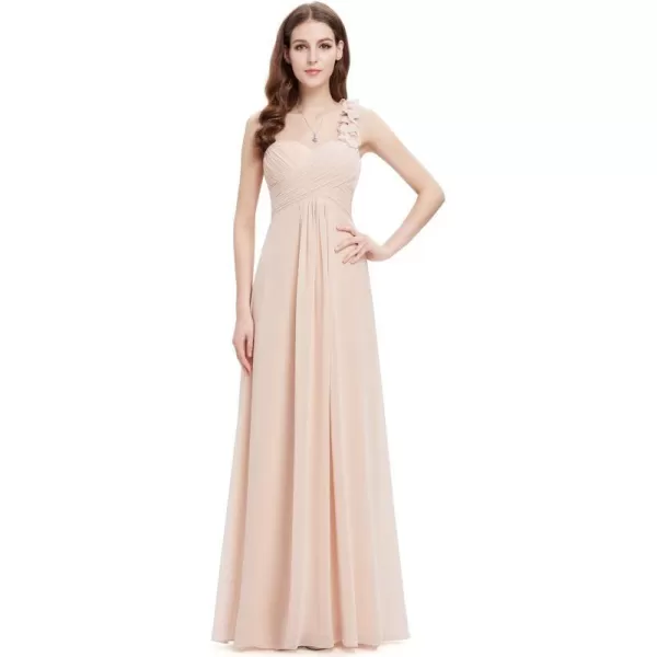 EverPretty Womens Elegant One Shoulder Empire Waist Flowy Maxi Bridesmaids Dress 09768USABlush