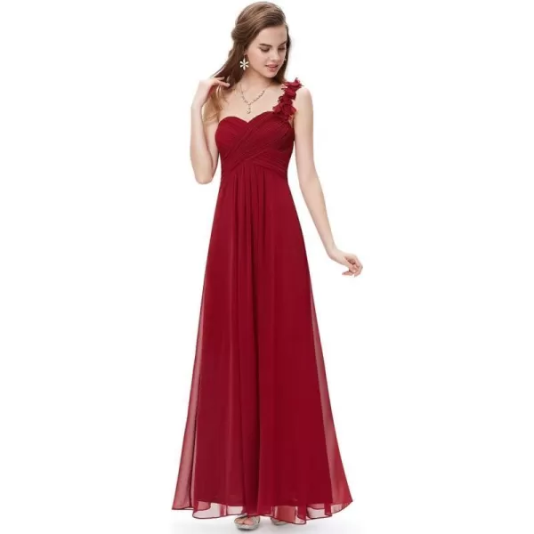 EverPretty Womens Elegant One Shoulder Empire Waist Flowy Maxi Bridesmaids Dress 09768USABurgundy