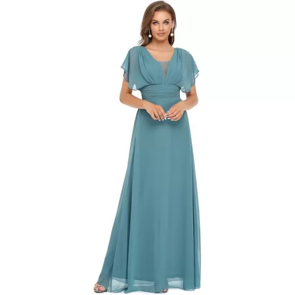 EverPretty Womens Elegant VNeck Formal Evening Dresses 7851Demin Blue