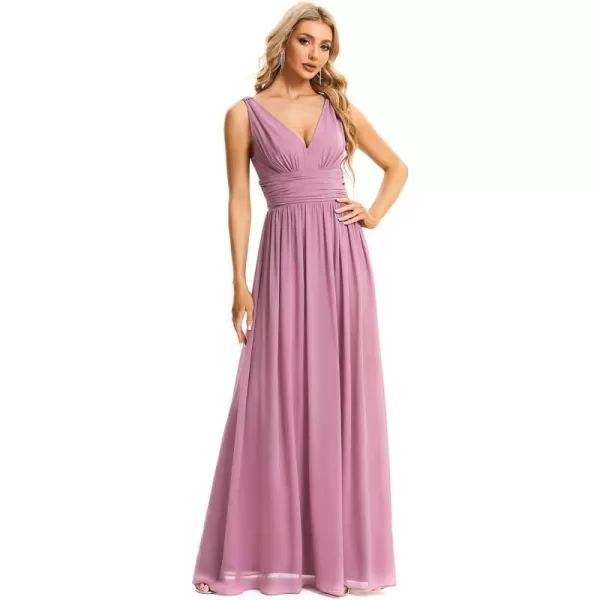 EverPretty Womens Elegant VNeck Sleeveless Chiffon SemiFormal Maxi Evening Dress 09016USAOrchid