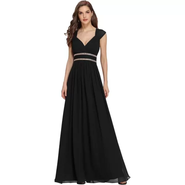 EverPretty Womens Elegant VNeck Sleeveless Formal Long Evening Dress 08697Black