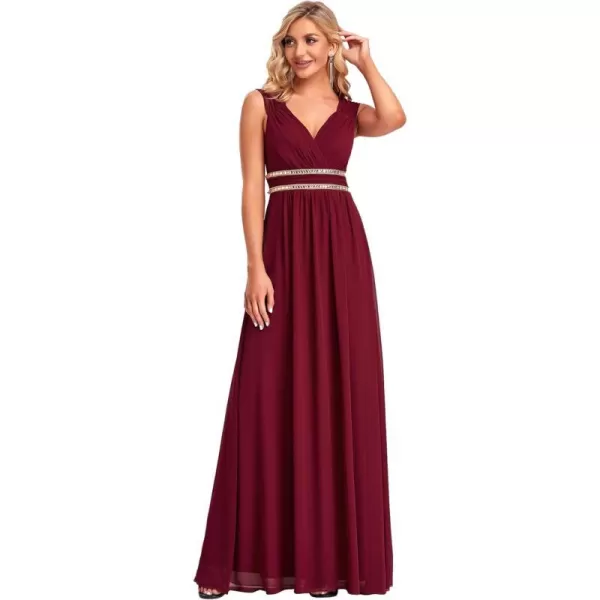 EverPretty Womens Elegant VNeck Sleeveless Formal Long Evening Dress 08697Burgundy