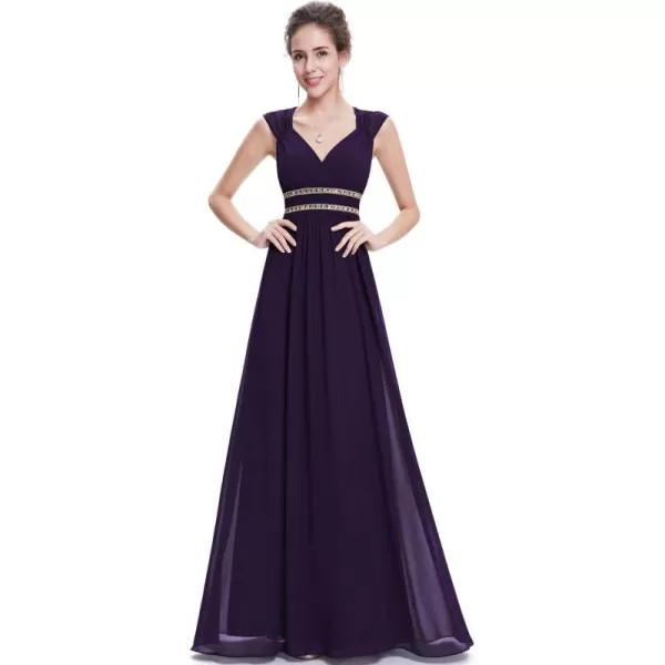 EverPretty Womens Elegant VNeck Sleeveless Formal Long Evening Dress 08697Purple