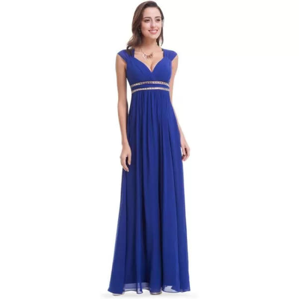 EverPretty Womens Elegant VNeck Sleeveless Formal Long Evening Dress 08697Saphire Blue