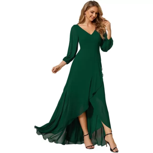 EverPretty Womens Fall A Line V Neck Long Sleeve Wedding Guest Dress 02045Dark Green