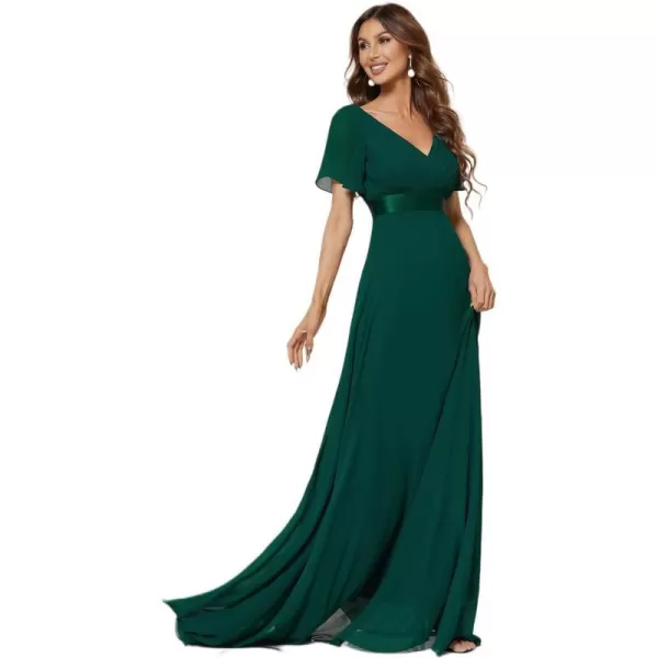 EverPretty Womens Formal Dress Short Sleeve VNeck Evening Dress Floor Length Mother of The Bride Dress 09890Green1