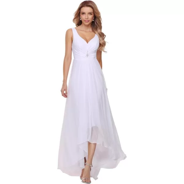 EverPretty Womens HighLow Hemline Simple Chiffon Wedding Dress 9983EHWhite