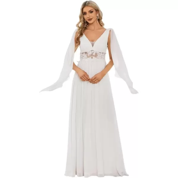 EverPretty Womens Illusion Long Appliques Chiffon Wedding Dresses White US4EverPretty Womens Illusion Long Appliques Chiffon Wedding Dresses White US4