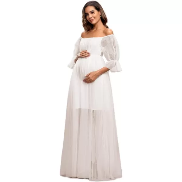 EverPretty Womens OffShoulder Aline Tulle Maternity Dress for Baby Shower 20862EYCream