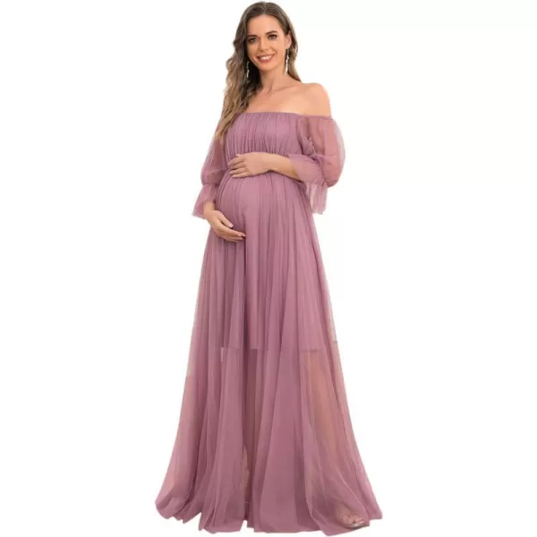 EverPretty Womens OffShoulder Aline Tulle Maternity Dress for Baby Shower 20862EYOrchid