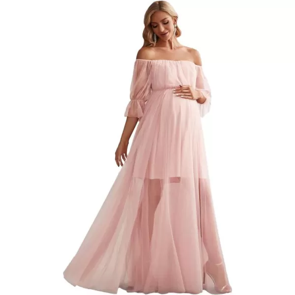 EverPretty Womens OffShoulder Aline Tulle Maternity Dress for Baby Shower 20862EYPink