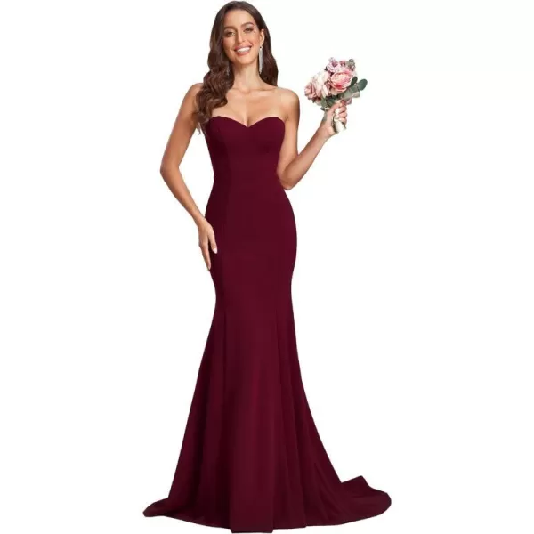 EverPretty Womens OffShoulder Sleeveless Sweep Train Sweetheart Wedding Dresses for Bride 0249Burgundy