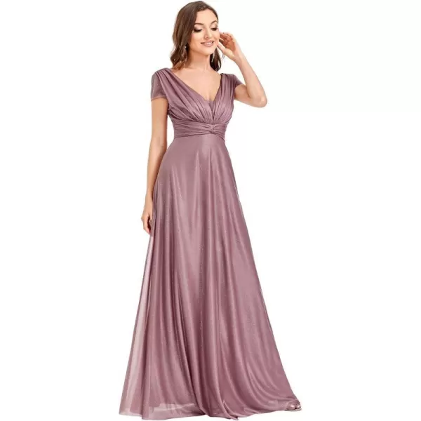 EverPretty Womens Pleated V Neck ALine Backless Glitter Floor Length Evening Dresses 141AOrchid