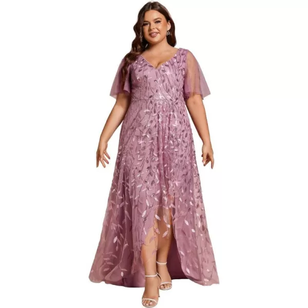 EverPretty Womens Plus Size Gorgeous A Line Sequin Embroidered Evening Dress with Sleeves 02083DAOrchid