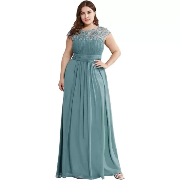 EverPretty Womens Plus Size Lace Cap Sleeve Long Formal Evening Dress Maxi Dresses 09993PZUSABlue2