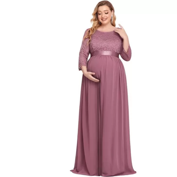 EverPretty Womens Plus Size Maxi Chiffon Maternity Party Dress with Sleeves 20797Orchid