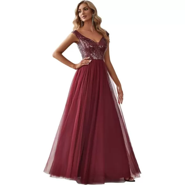 EverPretty Womens Plus Size Tulle Sequin OffShoulder Formal Evening Gowns Burgundy US8EverPretty Womens Plus Size Tulle Sequin OffShoulder Formal Evening Gowns Burgundy US8