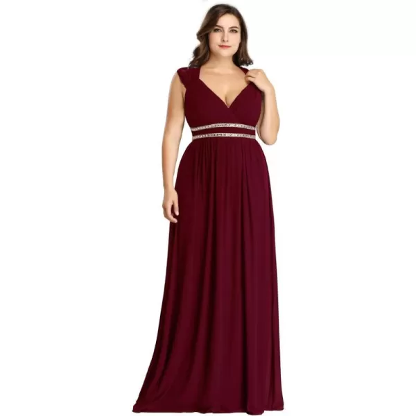 EverPretty Womens Plus Size VNeck Empire Waist Evening Party Maxi Dress 08697Burgundy