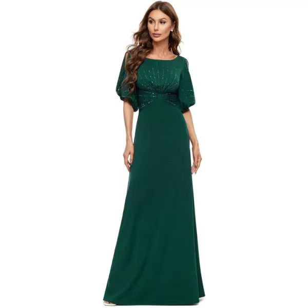 EverPretty Womens Round Neck Half Sleeve Mermaid Floor Length Formal Dress 0544USAGreen