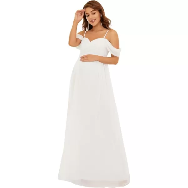 EverPretty Womens Ruched Off Shoulder V Neck Maternity Evening Dress White US14EverPretty Womens Ruched Off Shoulder V Neck Maternity Evening Dress White US14