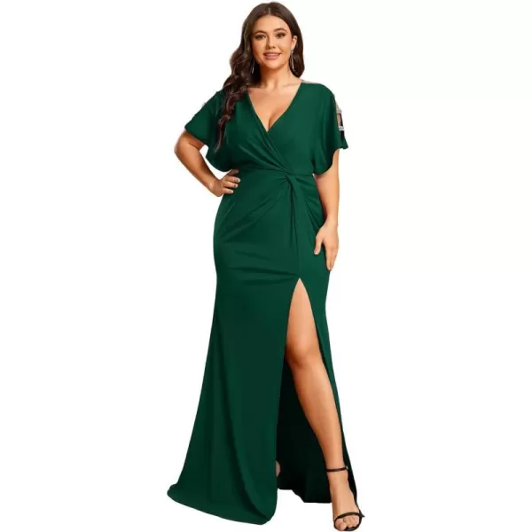 EverPretty Womens Sexy Hollow Out V Neck Sequin Split Plus Size Trendy Formal Dresses for Curvy Women 1777DAPHDark Green