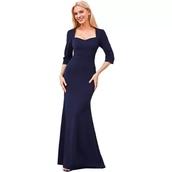 EverPretty Womens Sexy Mermaid Square Neck Half Sleeves Bodycon Formal Dresses 00036Navy Blue