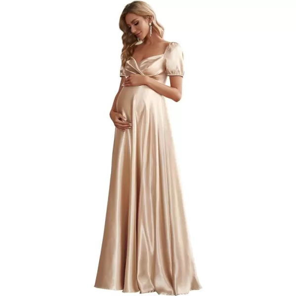 EverPretty Womens Short Sleeve Deep VNeck Long Maternity Dress for Baby Shower 20801Rose Gold