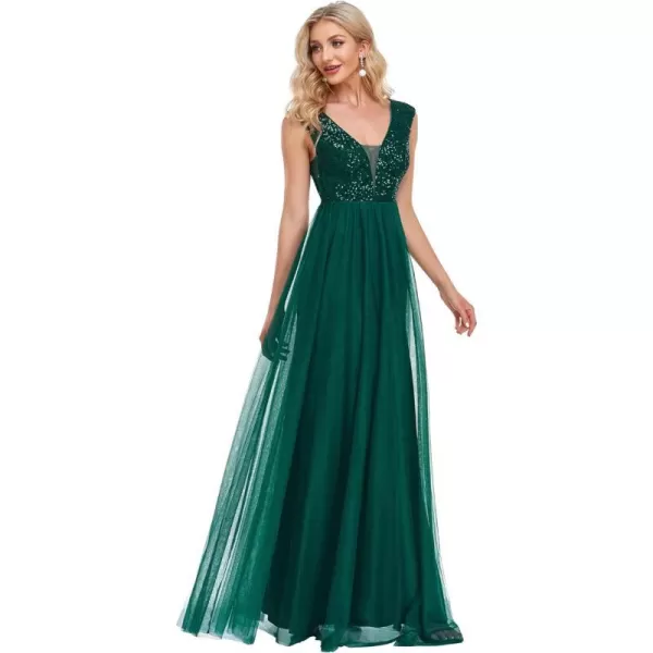 EverPretty Womens Sleeveless Sequin ALine Tulle Formal Evening Gowns for Women 0115AGreen