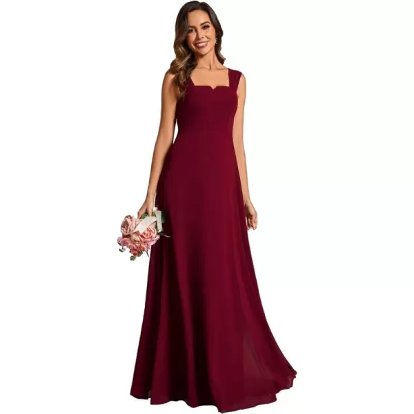 EverPretty Womens Sleeveless Square Neckline Backless A Line Floor Length Bridesmaid Dresses S0017Burgundy