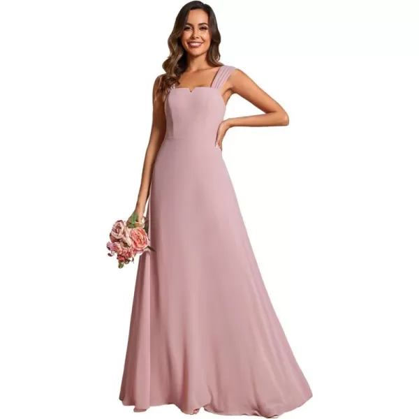 EverPretty Womens Sleeveless Square Neckline Backless A Line Floor Length Bridesmaid Dresses S0017Dusty Rose