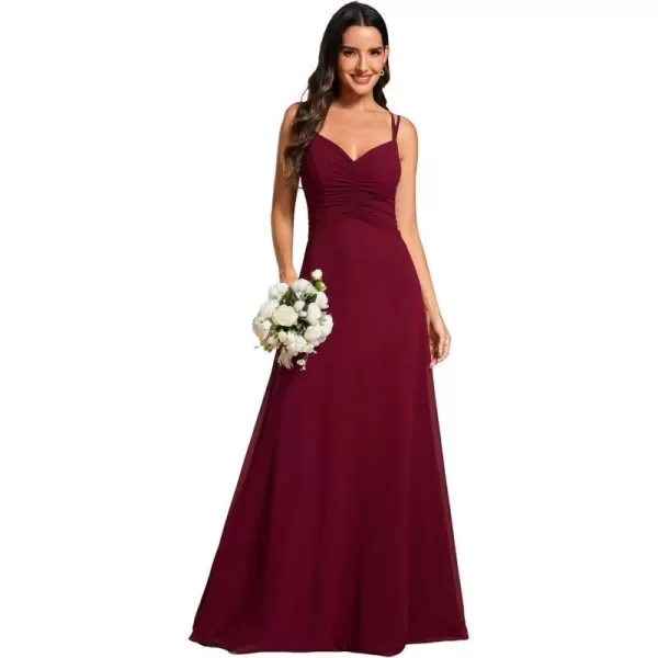 EverPretty Womens Sleeveless V Neck Pleated A Line Floor Length Bridesmaid Dresses S0021Burgundy