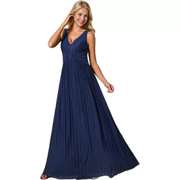 EverPretty Womens Sleeveless V Neck Pleated A Line Spring Formal Dresses Navy Blue US8EverPretty Womens Sleeveless V Neck Pleated A Line Spring Formal Dresses Navy Blue US8