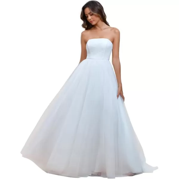 EverPretty Womens Strapless Aline Empire Waist Tulle Elegant Simple Wedding Dress 01775White