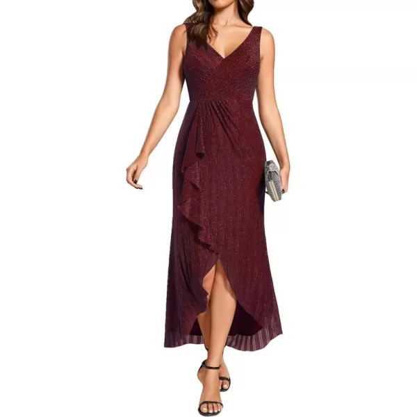 EverPretty Womens Summer Mermaid Sleeveless Glitter Midi Prom Dress Wedding Guest Dresses 02117Burgundy