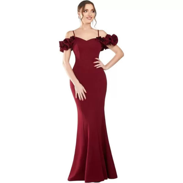 EverPretty Womens Sweetheart Cold Shoulder Backless Mermaid Evening Dresses 01633Burgundy