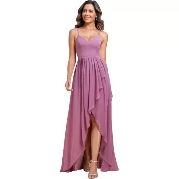 EverPretty Womens V Neck Adjustable Spaghetti Straps Open Back A Line FloorLength Bridesmaid Dress 01691Orchid