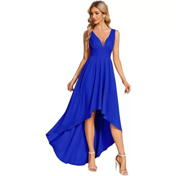 EverPretty Womens VNeck FloorLength Sleeveless High Low ALine Formal Dresses 01750Sapphire Blue