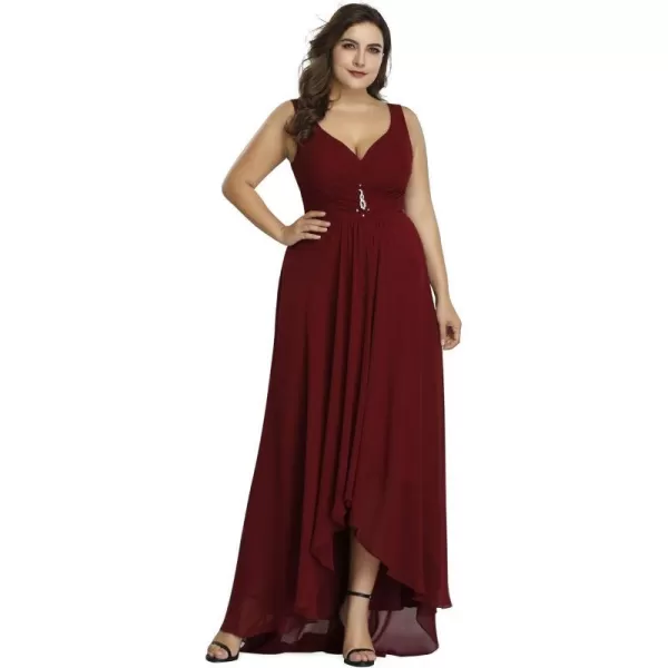 EverPretty Womens VNeck HighLow Wedding Party Bridesmaid Dresses Plus Size 09983Burgundy