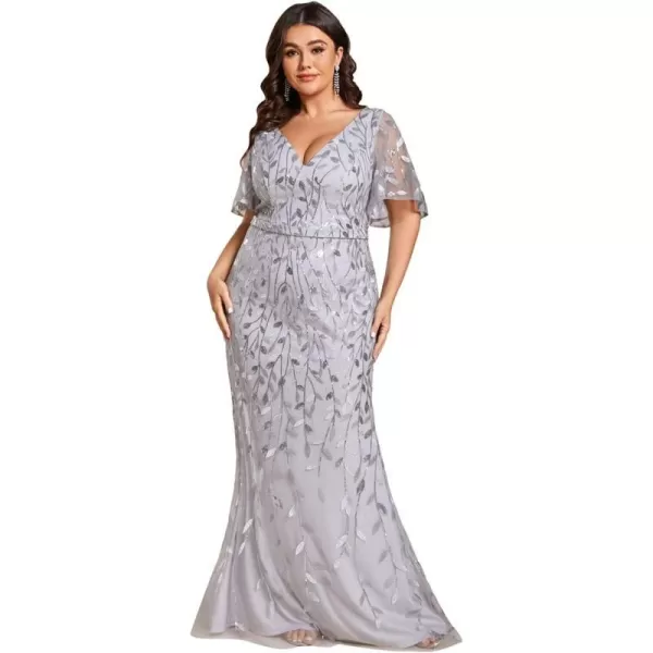 EverPretty Womens VNeck Sparkly Embroidery Formal Dresses Plus Size Sequin Mother of The Bride Dresses 0692PZUSASilver