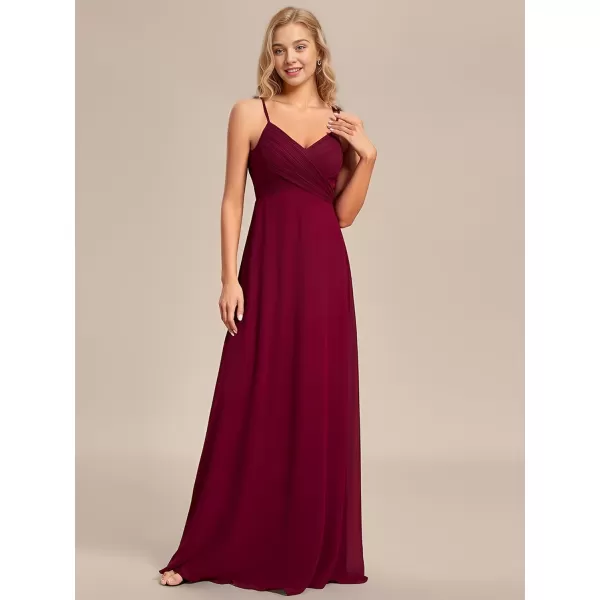 EverPretty Womens V Neck Sleeveless Chiffon Pleated A Line Summer Dresses Floor Length Semi Formal Dresses 80026PHBurgundy