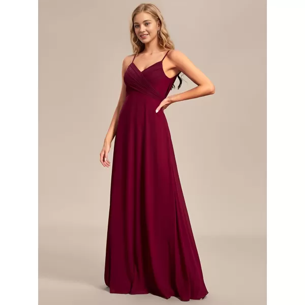 EverPretty Womens V Neck Sleeveless Chiffon Pleated A Line Summer Dresses Floor Length Semi Formal Dresses 80026PHBurgundy