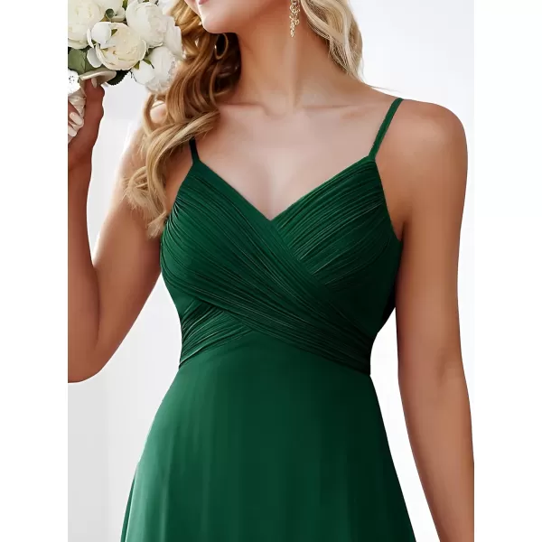EverPretty Womens V Neck Sleeveless Chiffon Pleated A Line Summer Dresses Floor Length Semi Formal Dresses 80026PHDark Green