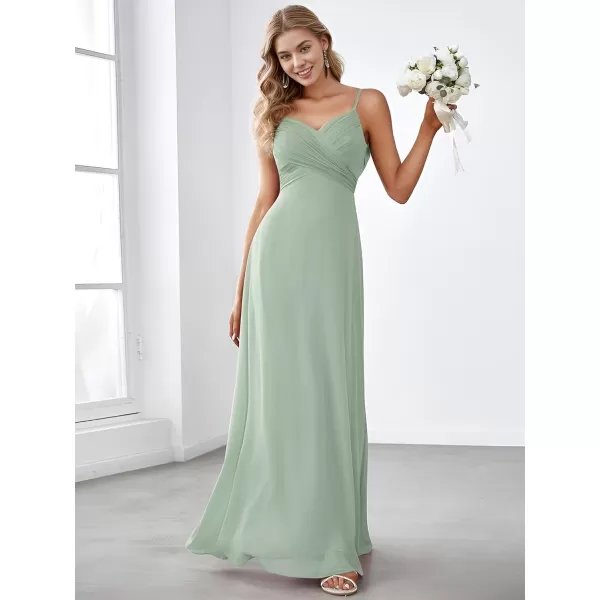 EverPretty Womens V Neck Sleeveless Chiffon Pleated A Line Summer Dresses Floor Length Semi Formal Dresses 80026PHMint Green