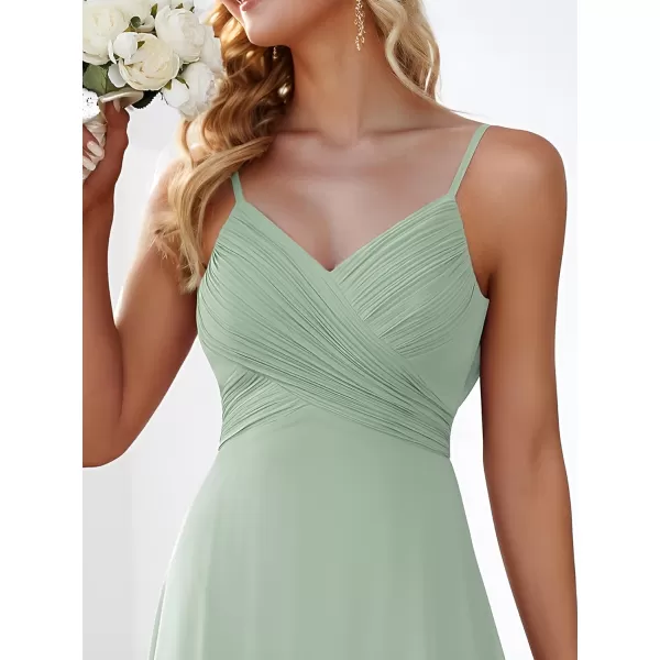 EverPretty Womens V Neck Sleeveless Chiffon Pleated A Line Summer Dresses Floor Length Semi Formal Dresses 80026PHMint Green