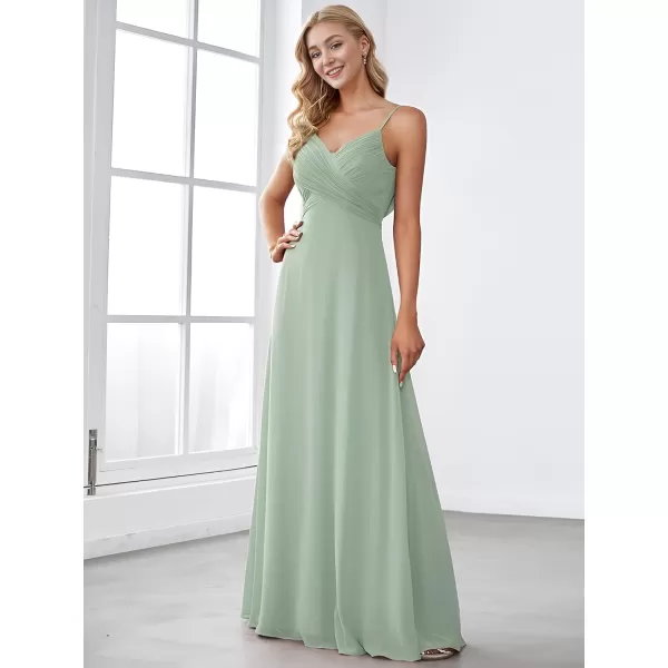 EverPretty Womens V Neck Sleeveless Chiffon Pleated A Line Summer Dresses Floor Length Semi Formal Dresses 80026PHMint Green