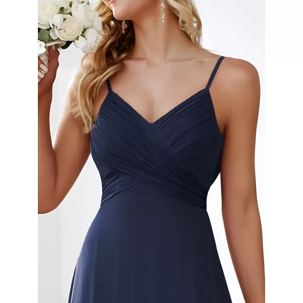 EverPretty Womens V Neck Sleeveless Chiffon Pleated A Line Summer Dresses Floor Length Semi Formal Dresses 80026PHNavy Blue