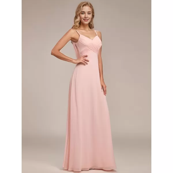 EverPretty Womens V Neck Sleeveless Chiffon Pleated A Line Summer Dresses Floor Length Semi Formal Dresses 80026PHPink