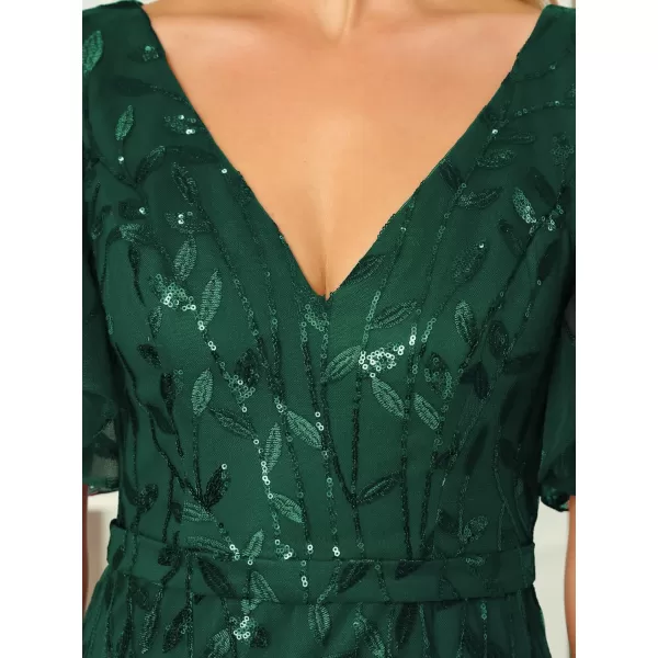 imageEverPretty Womens Ruffles Sleeves Sequin Embroidery Evening Mother of The Bride Dress 00692Dark Green