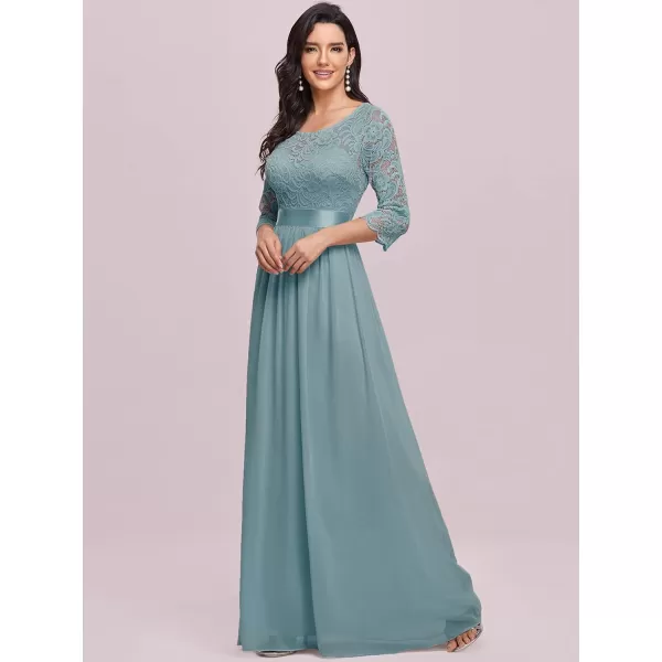 imageEverPretty Womens Bridesmaid Dresses 34 Sleeve Empire Waist Maxi Mother of The Bride Dresses 07412Blue